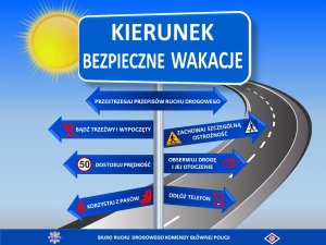 Plakat Kierunek Bezpieczne Wakacje