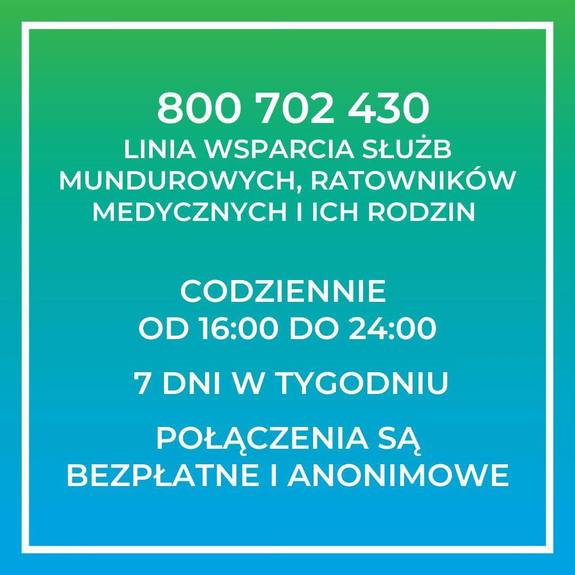 linia wsparcia psychologicznego dla funkcjonariuszy i pracowników służb mundurowych, ratownictwa medycznego i ich rodzin