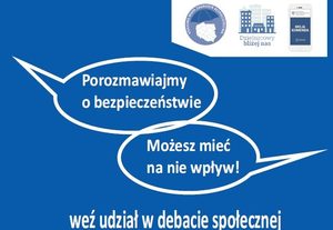 Zdjęcie przedstawia plakat z zaproszeniem mieszkańców Hrubieszowa na debatę społeczną