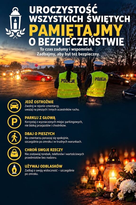 bezpiecznie na  wszystkich świętych