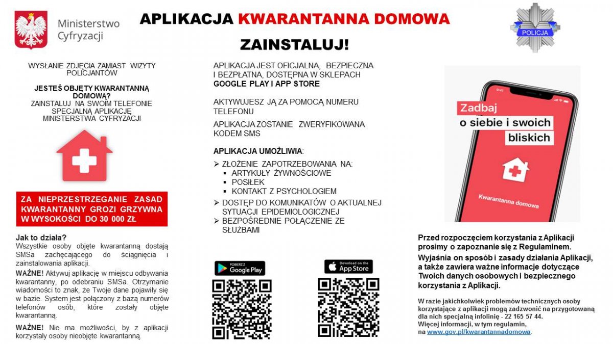 ulotka aplikacji "Kwarantanna domowa"