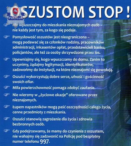 plakat z napisem oszustom stop[